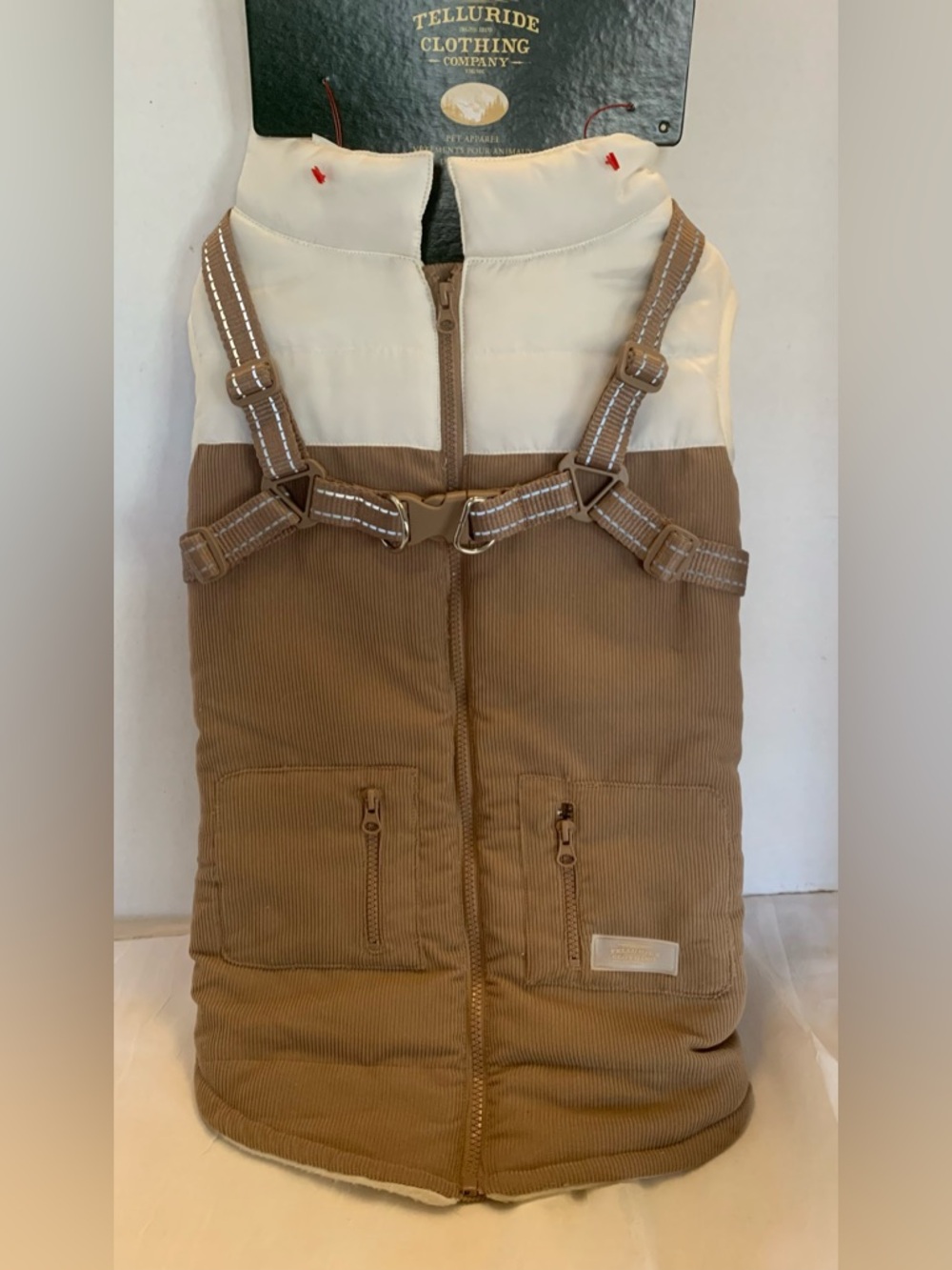 New! Telluride clothing. All weather dog jacket with built in harness.